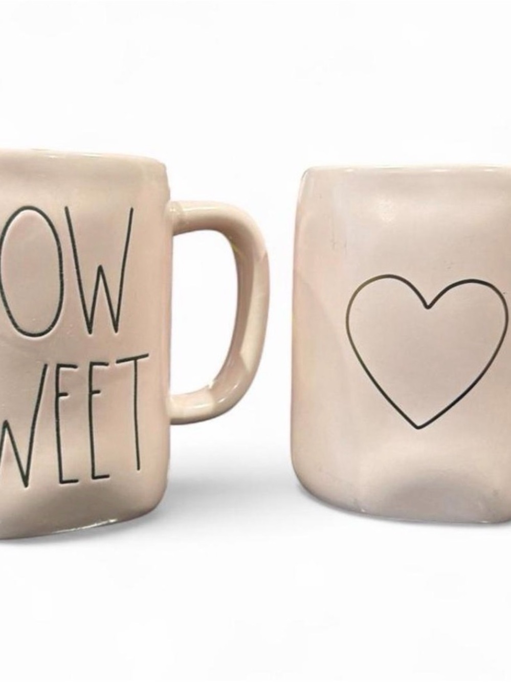 Rae Dunn Cream Ceramic 'How Sweet' & Heart Mug Set
